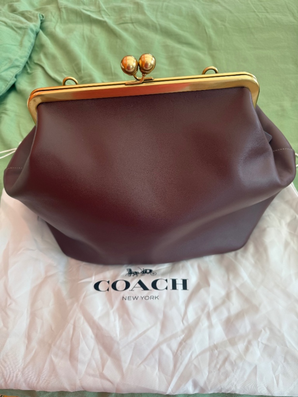 Coach large oversized Kisslock Frame Shoulder Clutch Bag